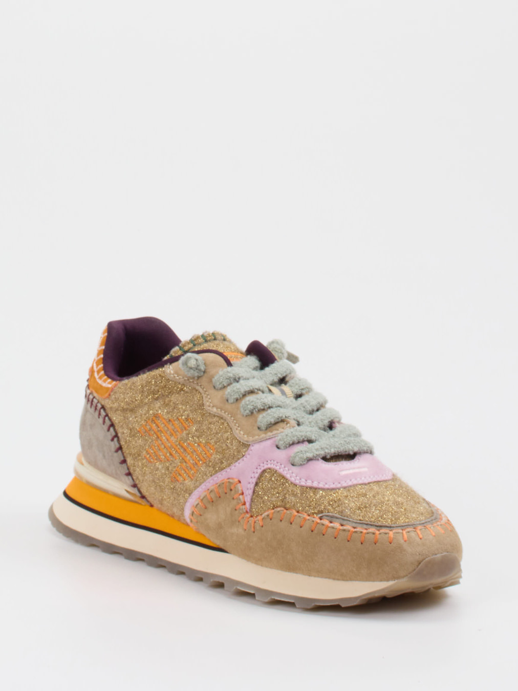 MRP – Retro-Sneaker aus Veloursleder & Glitzertextil