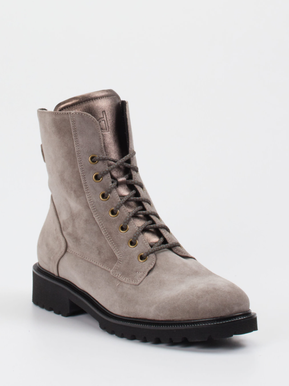 Durea – Schnürstiefeletten aus Veloursleder in Taupe