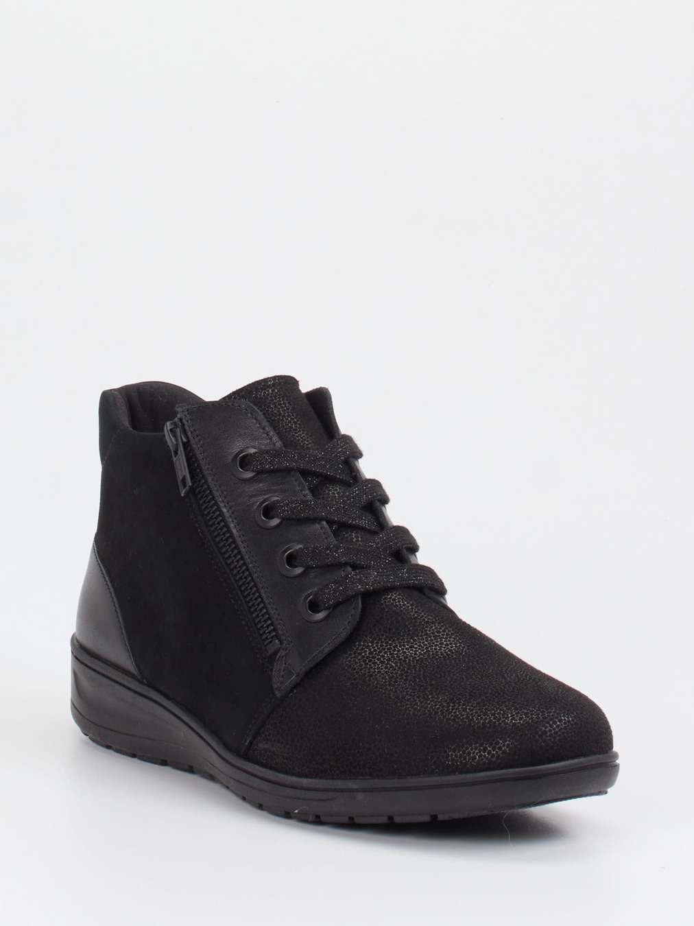 Solidus – Komfort-Stiefelette aus Stretchleder schwarz