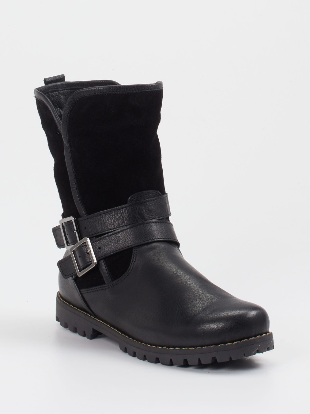 Andrea Conti – Biker Boots aus Velours- und Glattleder schwarz