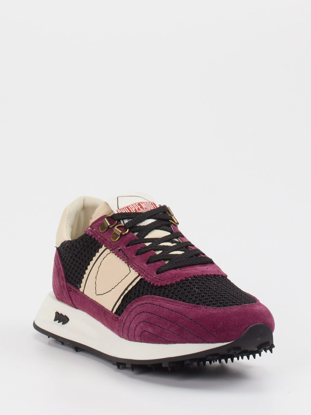 Philippe Model – Sneaker aus Veloursleder in Brombeer