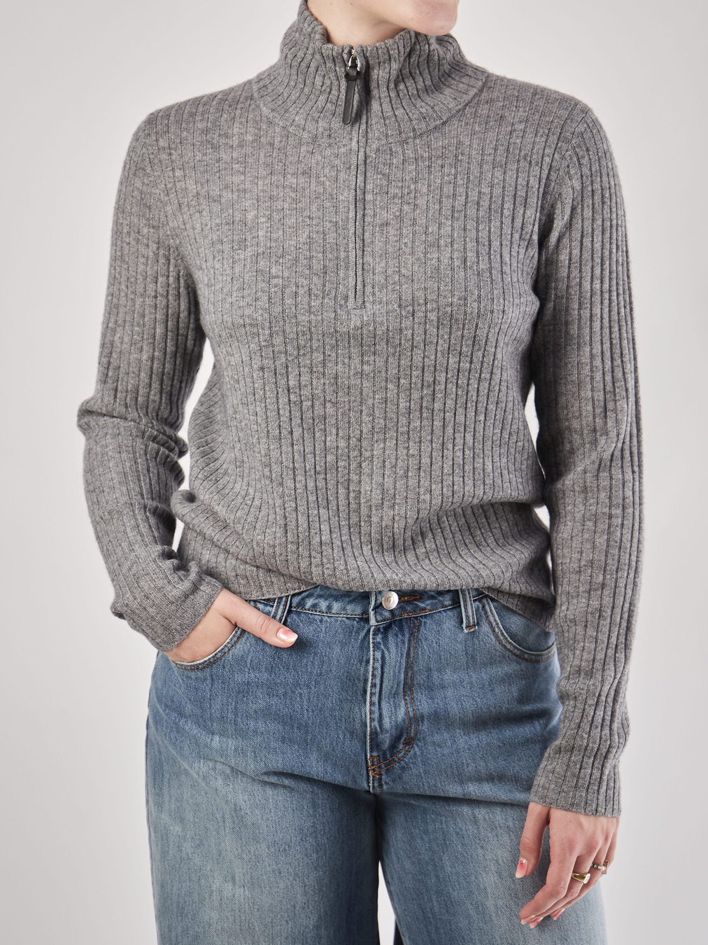 FLONA – Strickpullover aus Wolle-Mix Grau