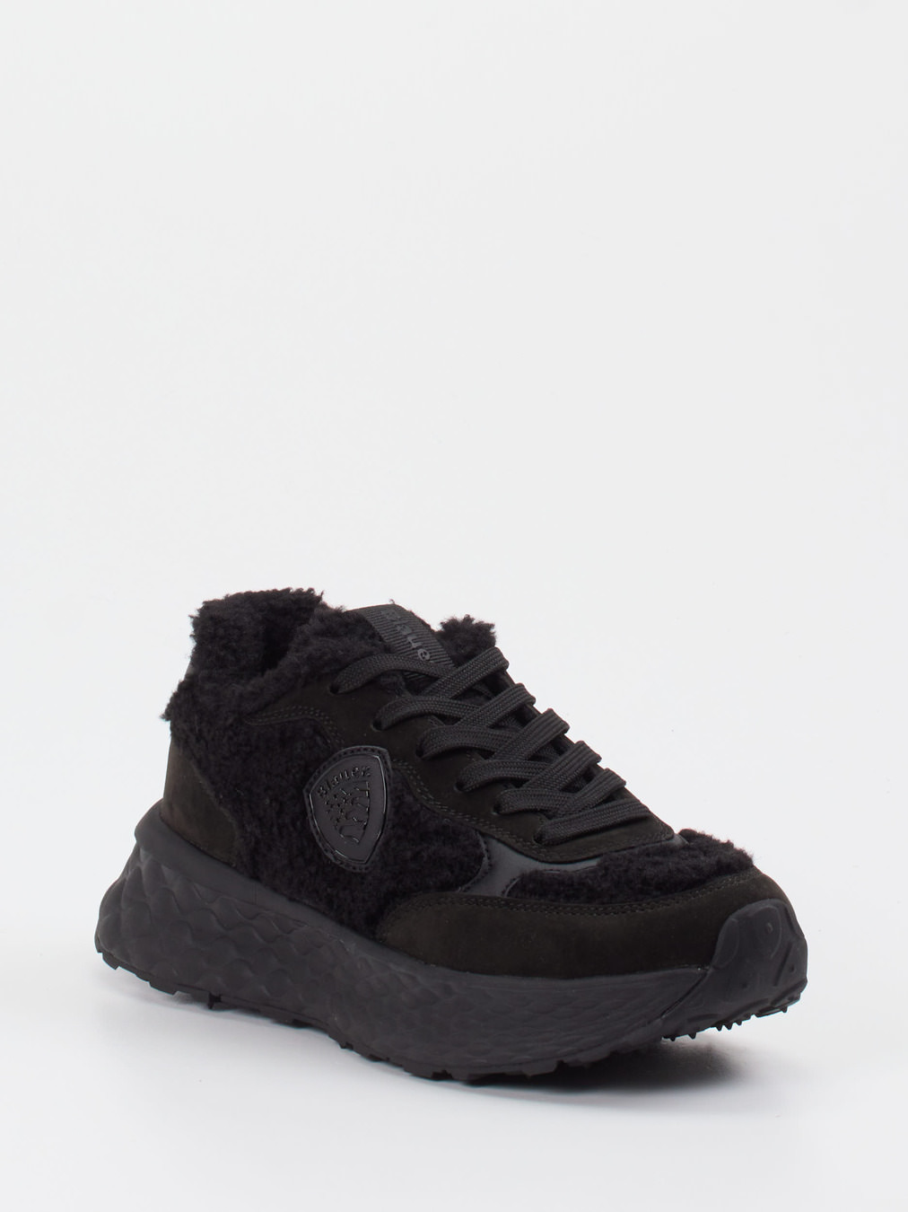 Blauer – Chunky Sneaker aus Veloursleder schwarz