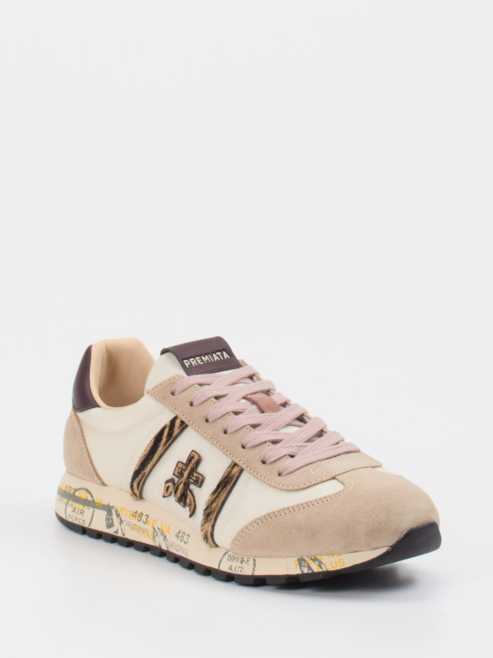 Premiata – Sneaker aus Veloursleder und Textil Beige