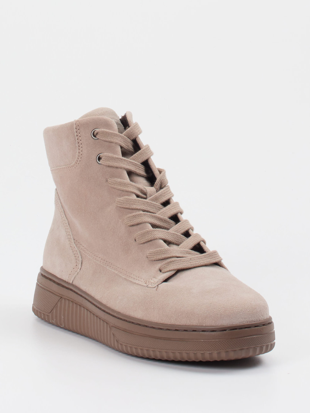 Gabor Comfort – Schnürboots aus Veloursleder Beige