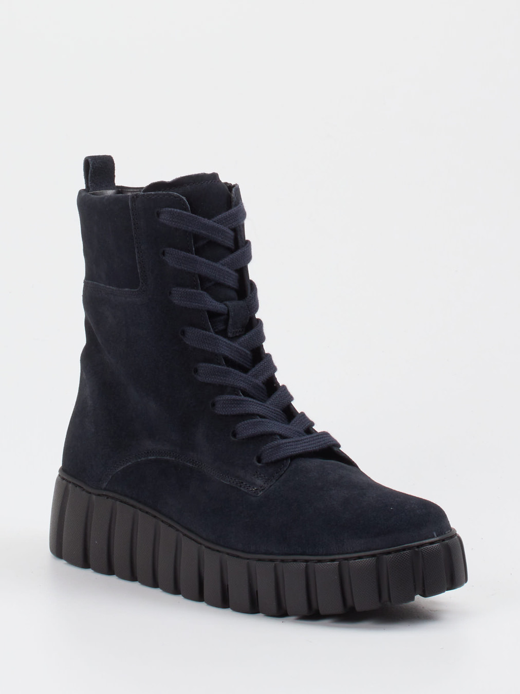 Gabor Comfort – Schnürboots aus Veloursleder in Blau