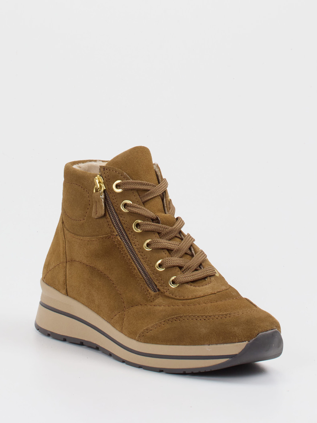 Cypres Soft – Keilstiefelette aus Veloursleder cognac