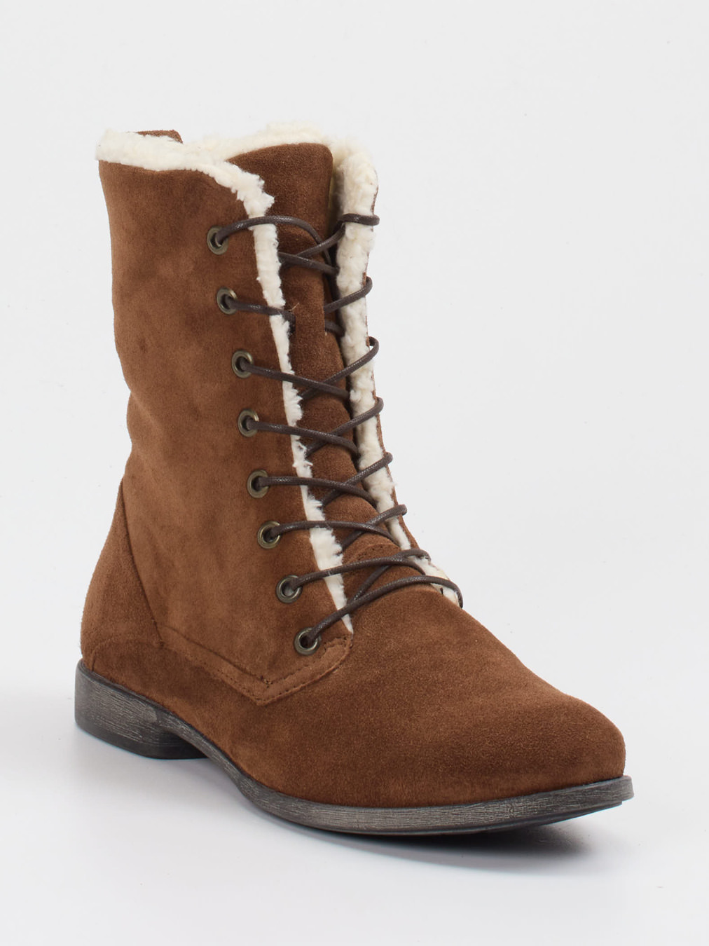 Think – Stiefeletten aus Veloursleder mittelbraun