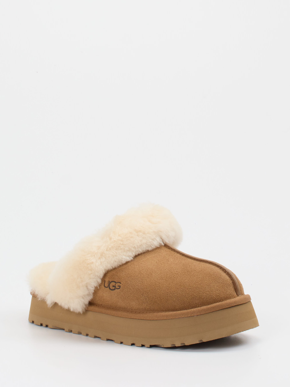 UGG – Lammfell-Pantoffeln aus Veloursleder karamellbraun