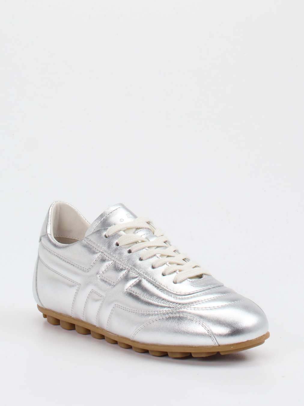 Hogan – Retro-Sneaker aus Metallicleder silber