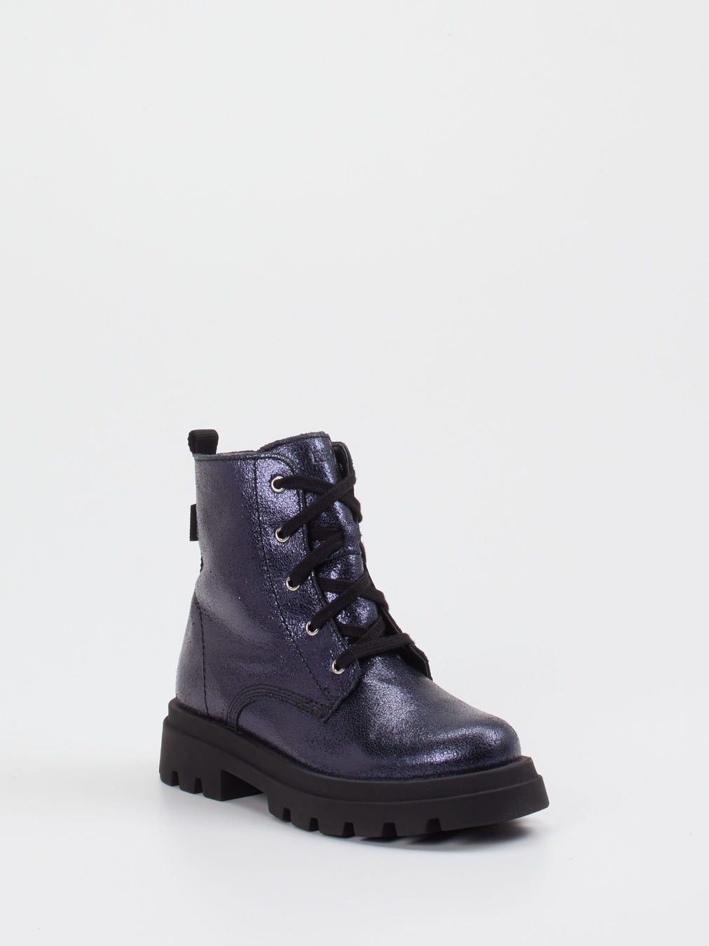 Richter – Schnürboots aus Metallic-Leder Dunkelblau