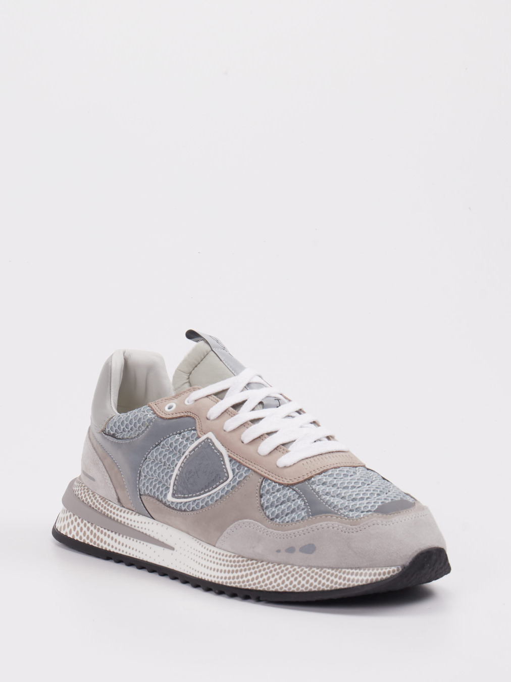 Philippe Model – Sneaker aus Velours und Mesh grau