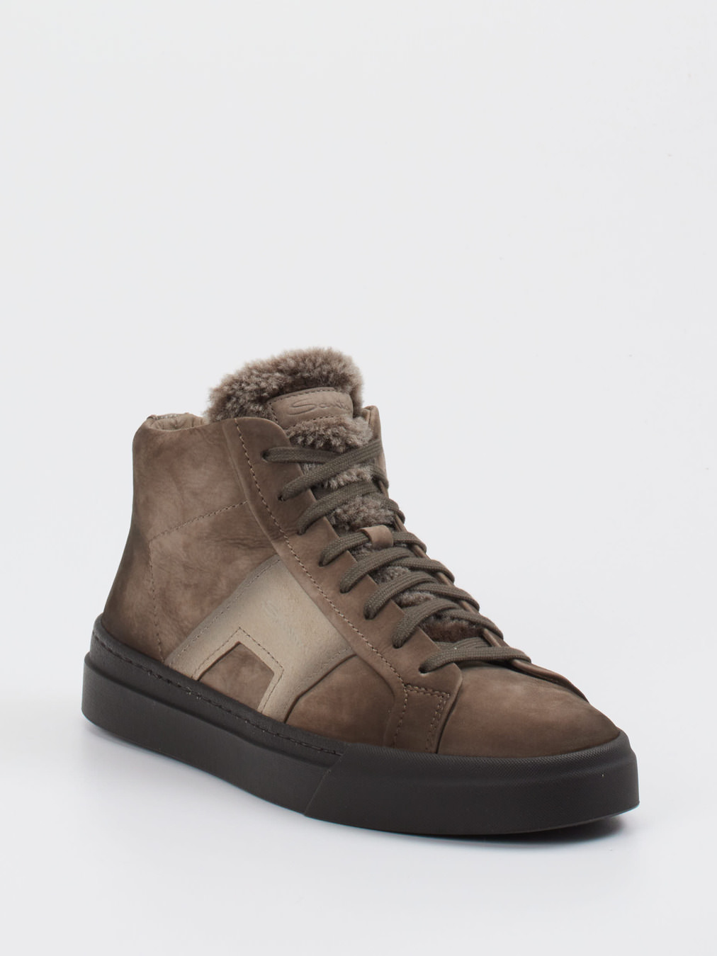 Santoni – High-Top-Sneaker aus Veloursleder braun