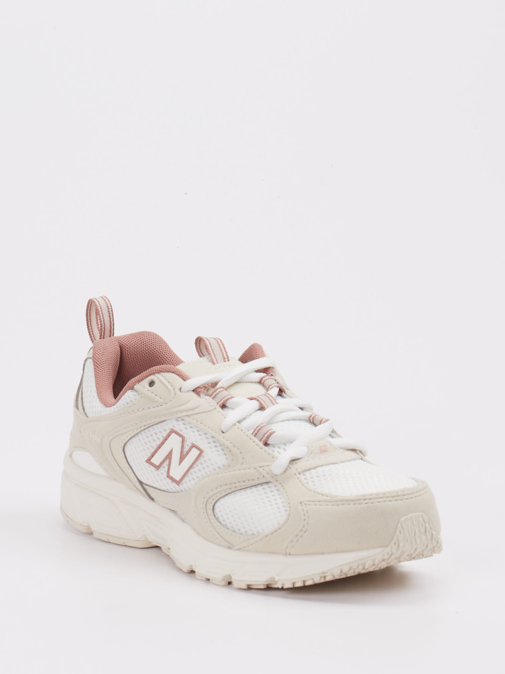 New Balance – Retro-Sneaker aus Textil und Veloursleder beige