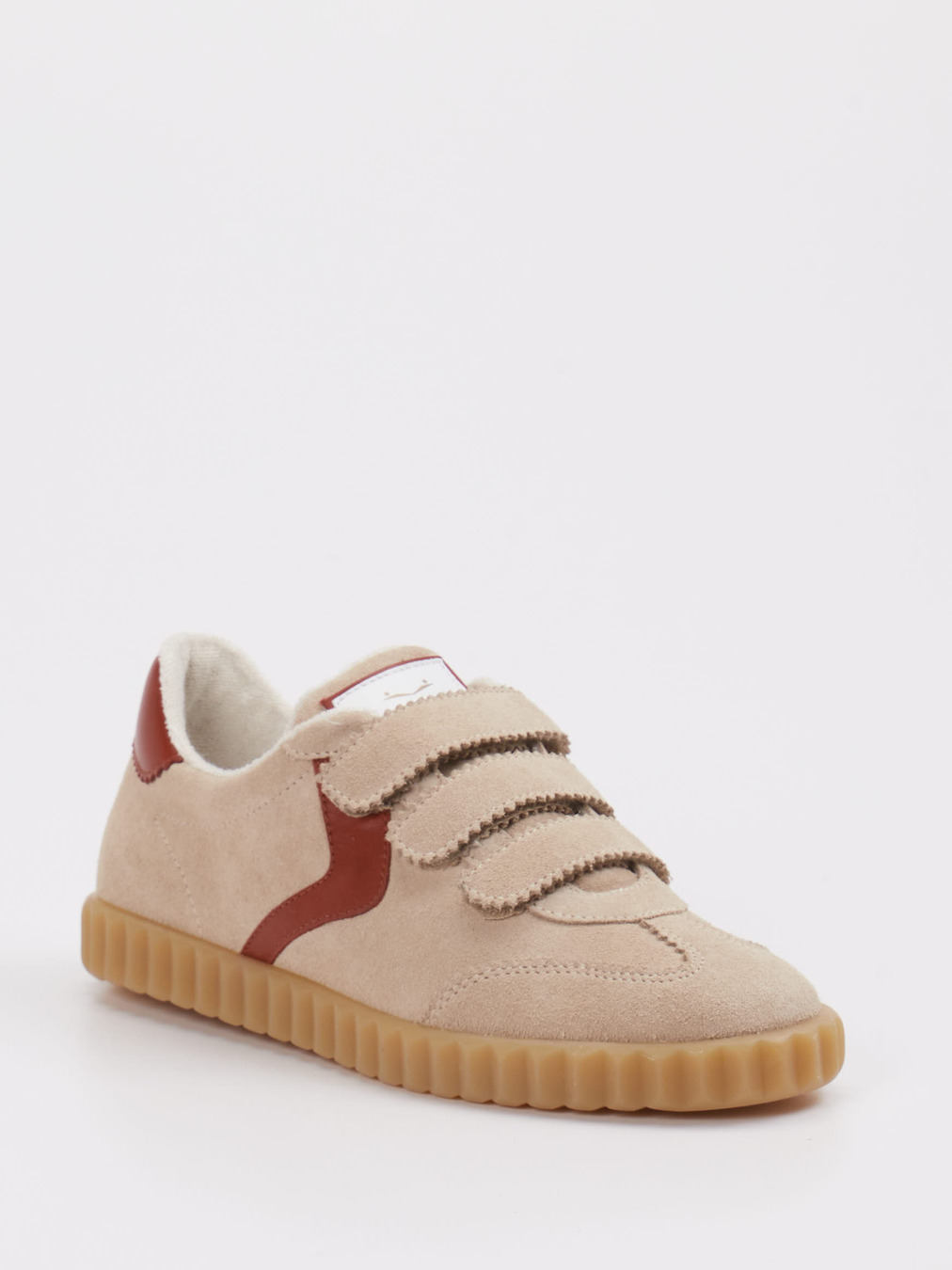 Voile Blanche – Klett-Sneaker aus Veloursleder beige