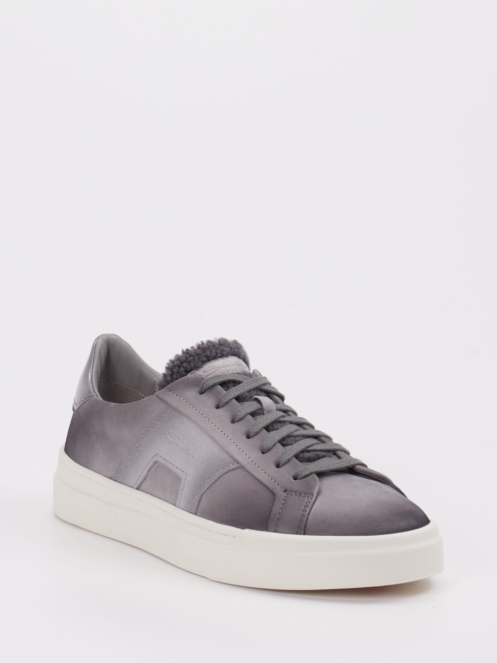 Santoni – Sneaker aus Leder in Schiefergrau