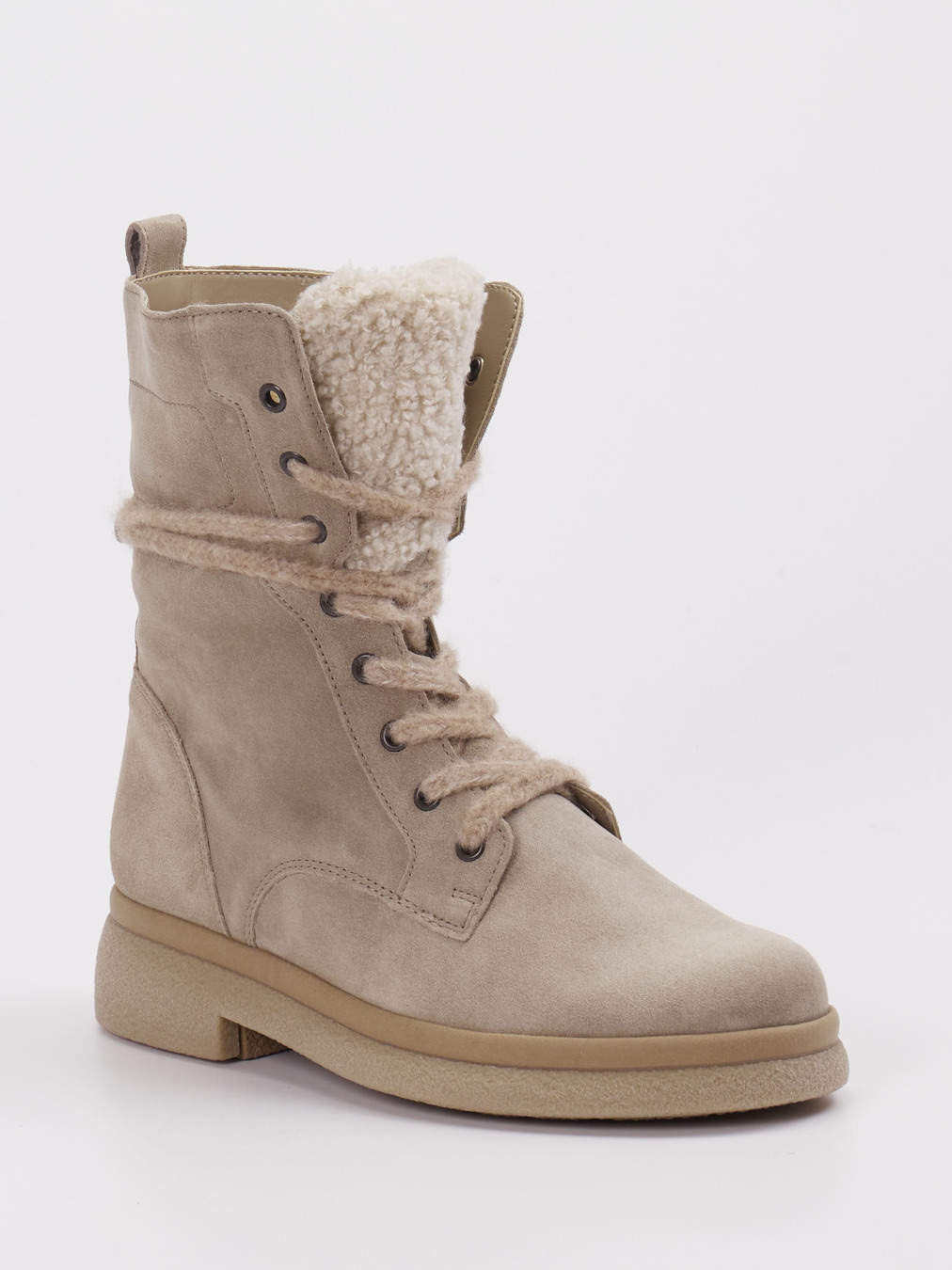 Gabor – Schnürboots aus Veloursleder in Taupe