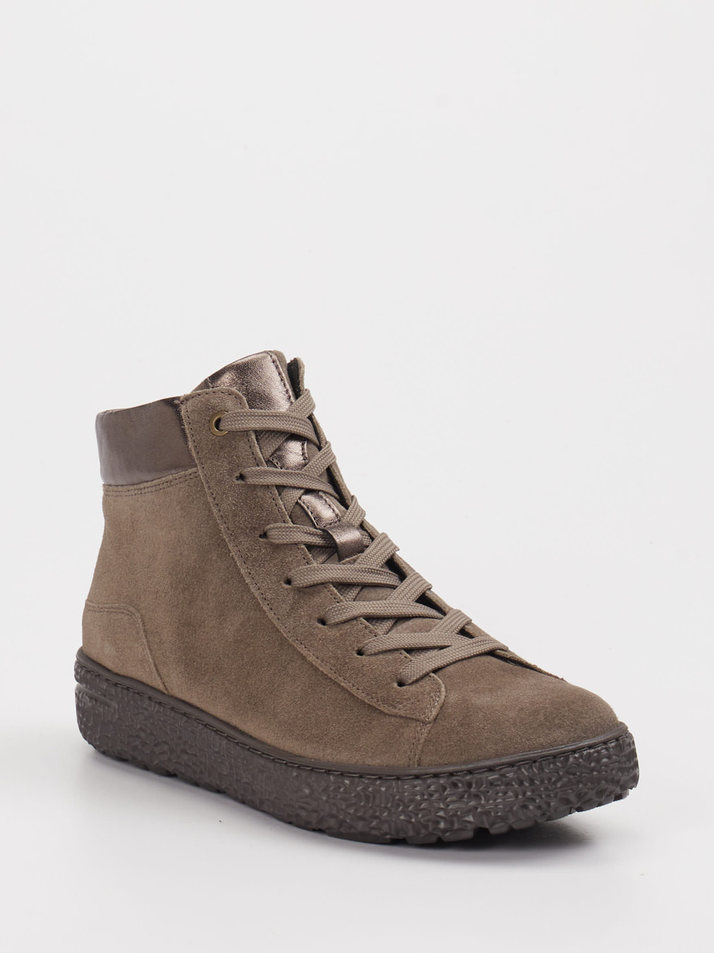 Hartjes – Schnürboots aus Veloursleder taupebraun