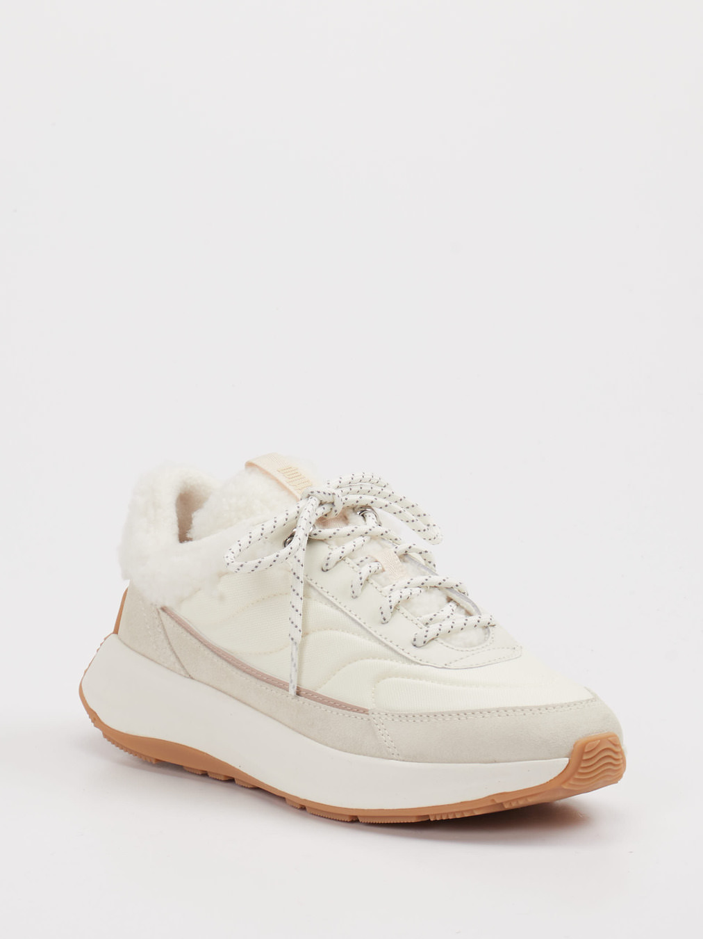 FitFlop – Winter-Sneaker aus Leder-Textil-Mix beige