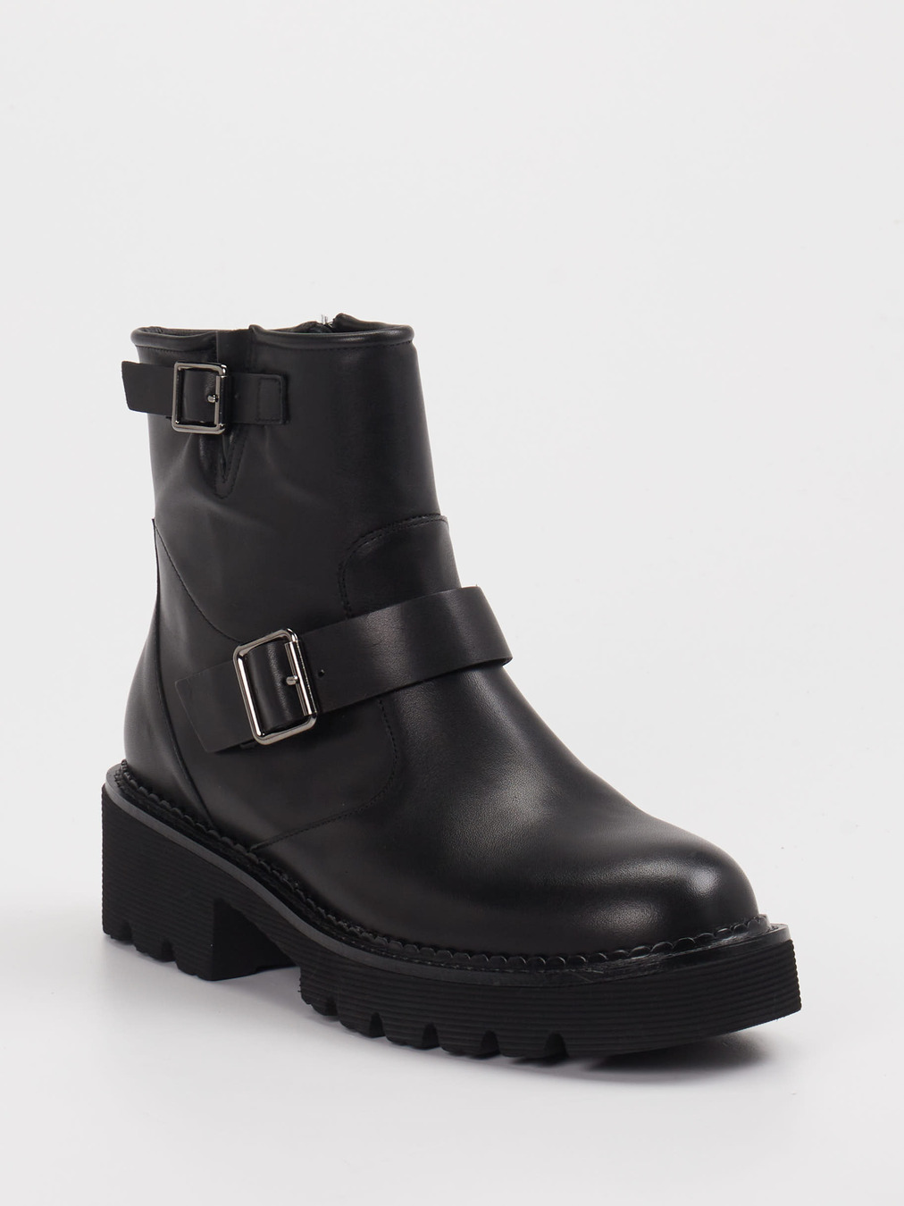 Di Lauro – Biker-Stiefelette aus Leder schwarz