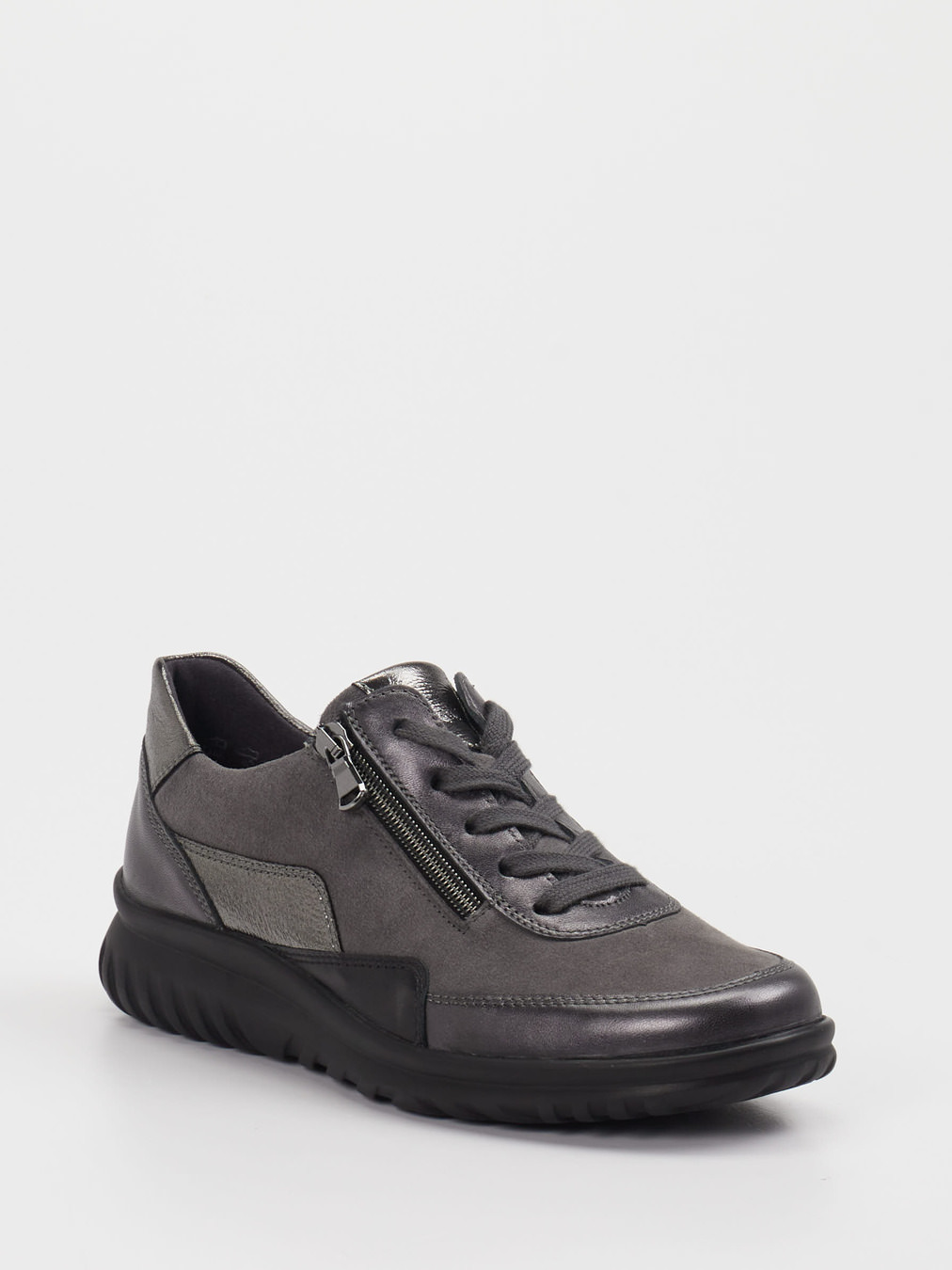 Semler – Komfort-Sneaker aus Leder grau metallic
