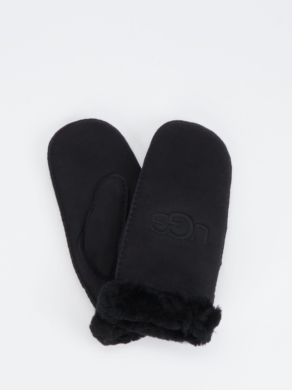 UGG – Fäustlinge aus Leder mit Fellfutter schwarz