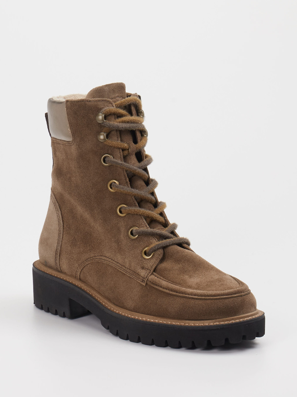Paul Green – Schnürboots aus Veloursleder braun