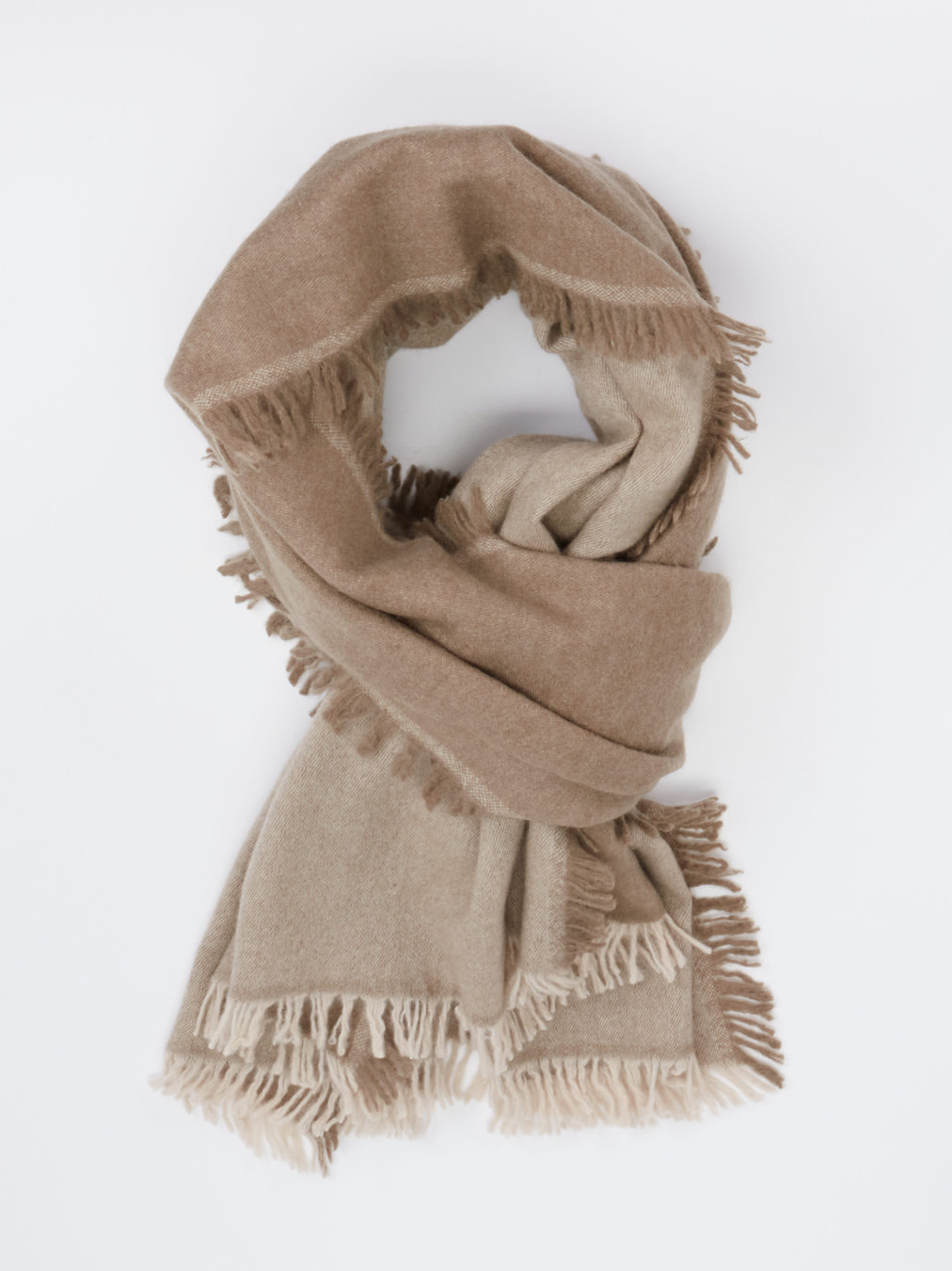 Konstantin Starke – Fransenschal aus Webstoff beigebraun