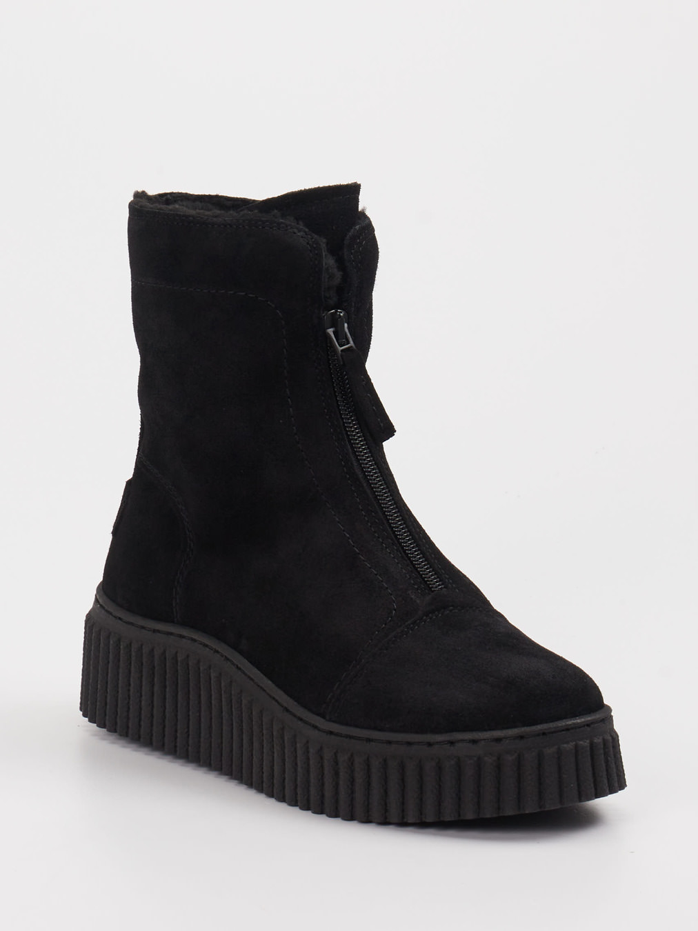 Marc O'Polo – Plateau-Stiefeletten aus Veloursleder schwarz