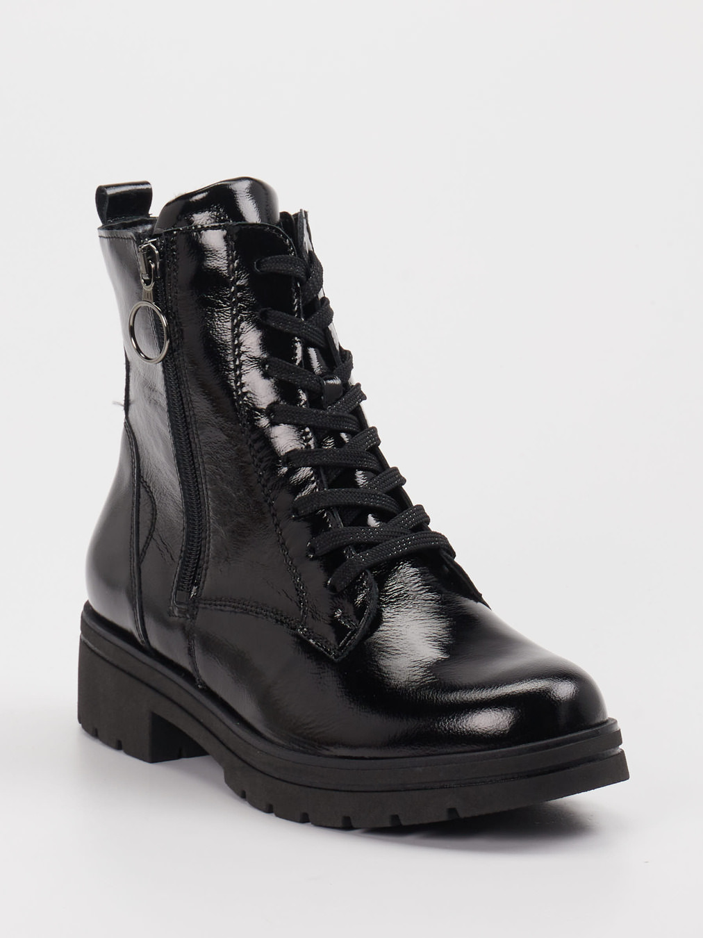 Waldläufer – Stiefeletten aus Lackleder Schwarz