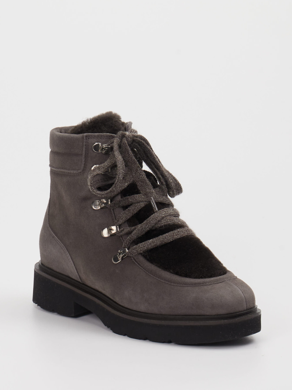 Mannori – Schnürboots aus Veloursleder Steingrau