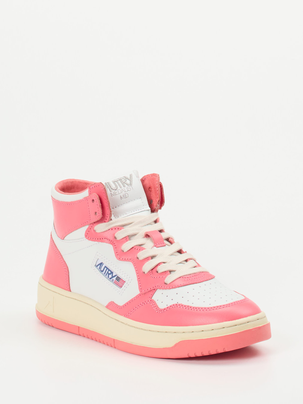 Autry – High-Top Sneaker aus Leder in Pink-Weiß