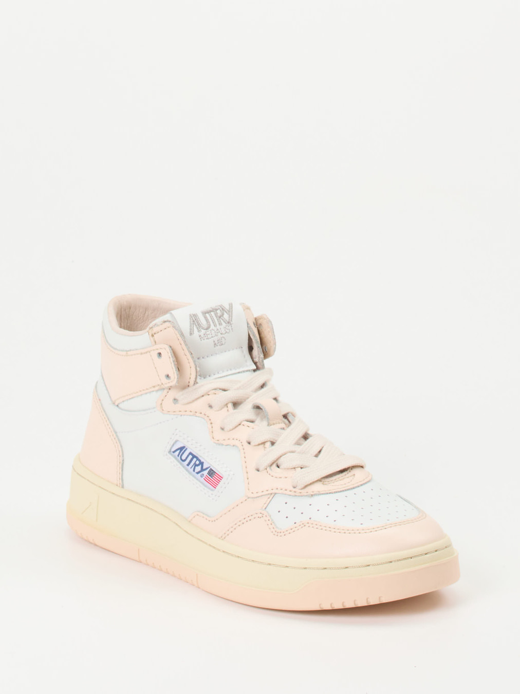 Autry – Mid-Top Sneaker aus Kalbleder Blassrosa