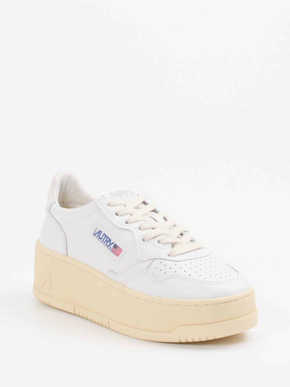 Autry – Platform-Sneaker aus Leder weiß-beige