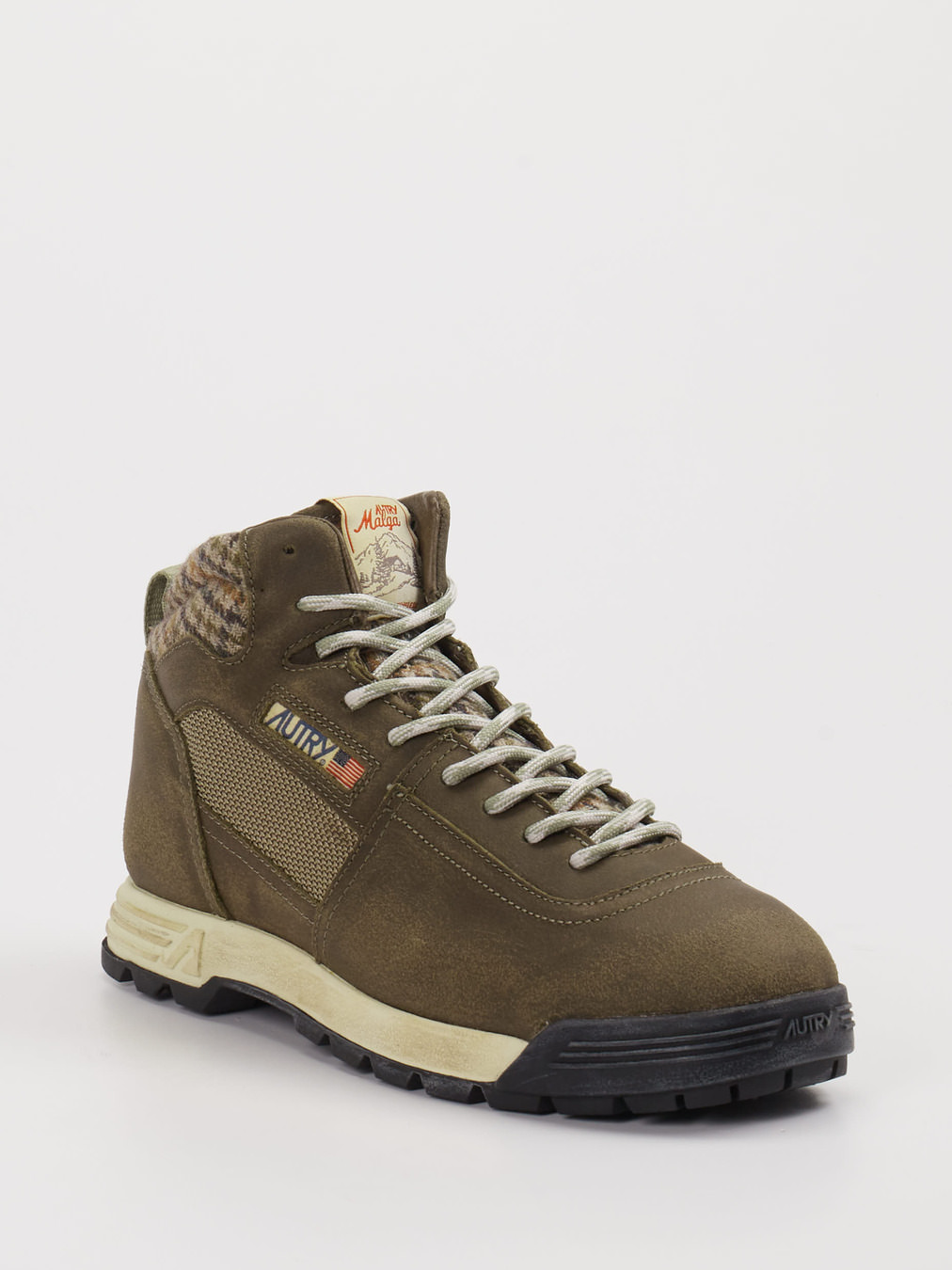 Autry – Sneakerboots aus Veloursleder olivgrün