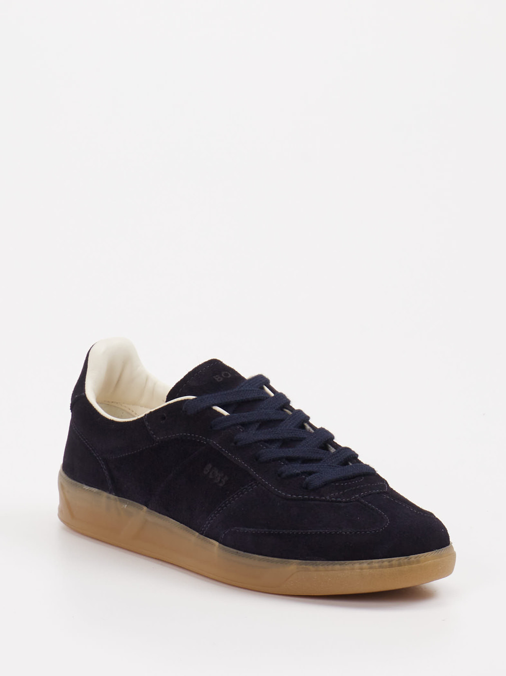 Boss – Sneaker aus Veloursleder Dunkelblau