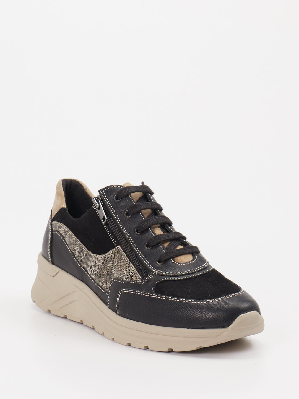 Solidus – Komfort-Sneaker aus Leder schwarz