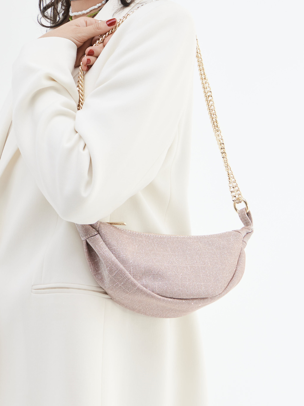 Konstantin Starke – Schultertasche aus Leder in Rosé