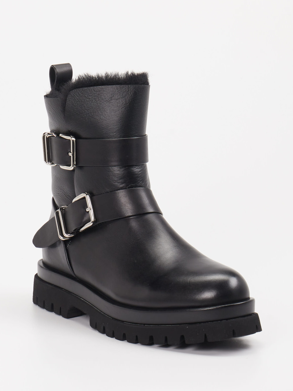 Andrea Puccini – Biker-Stiefelette aus Lammleder Schwarz