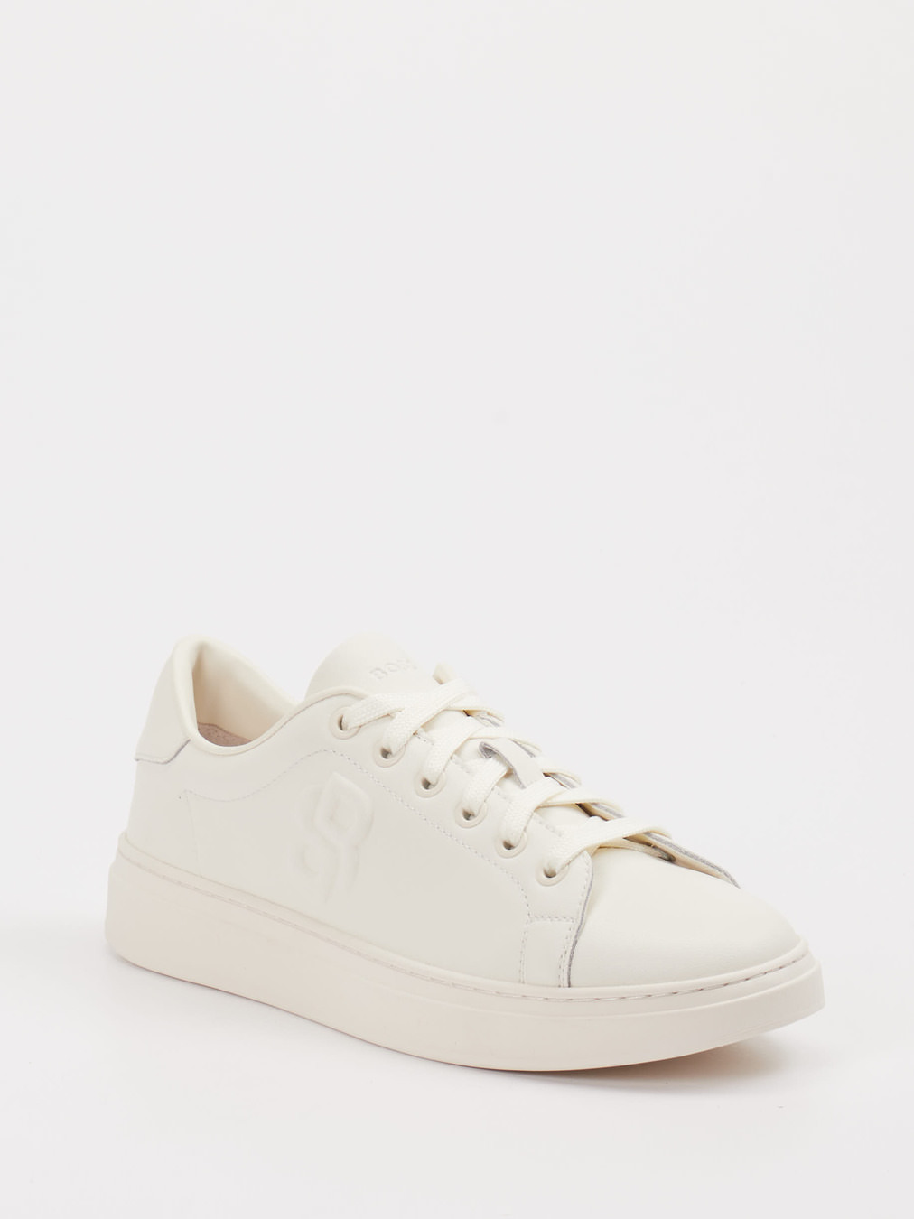 Boss – Sneaker aus Kalbleder in Cremeweiß