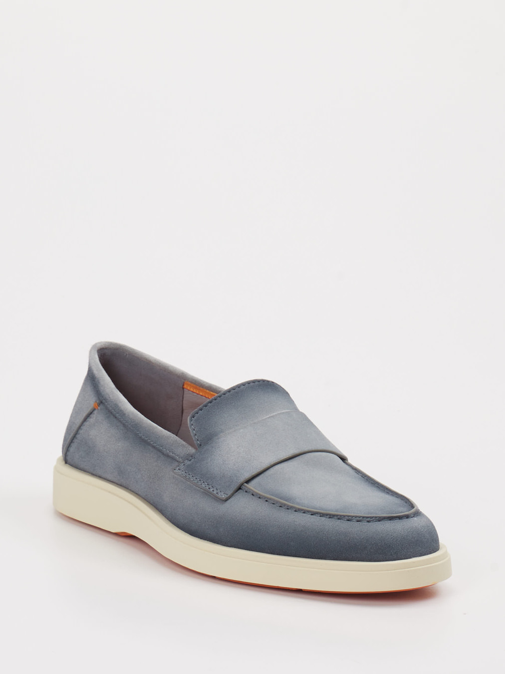Santoni – Penny Loafer aus Veloursleder Taubenblau