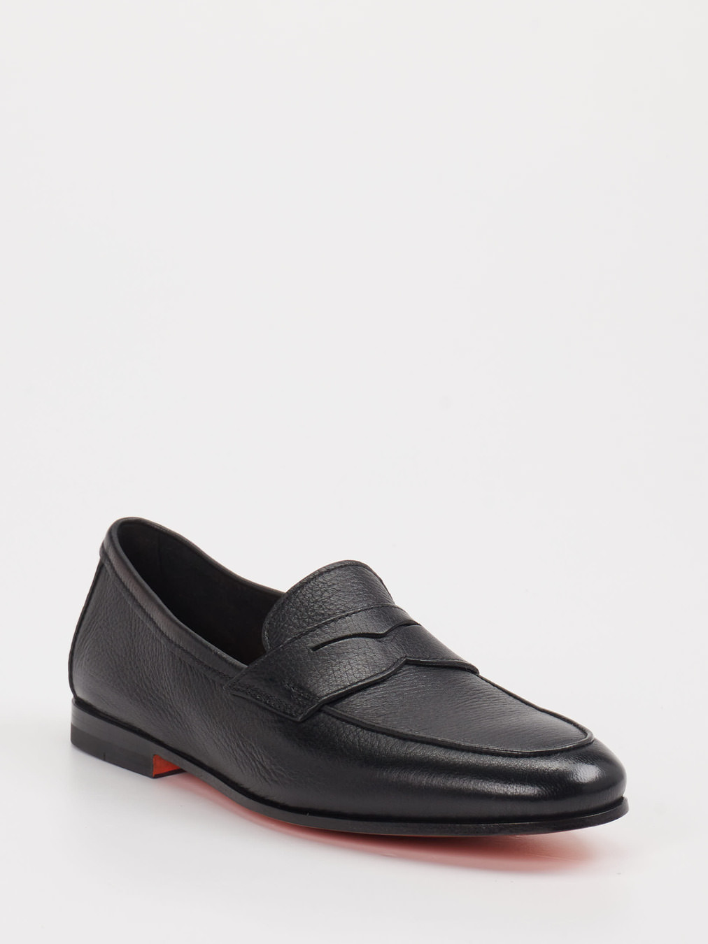 Santoni – Penny Loafer aus Kalbleder Schwarz