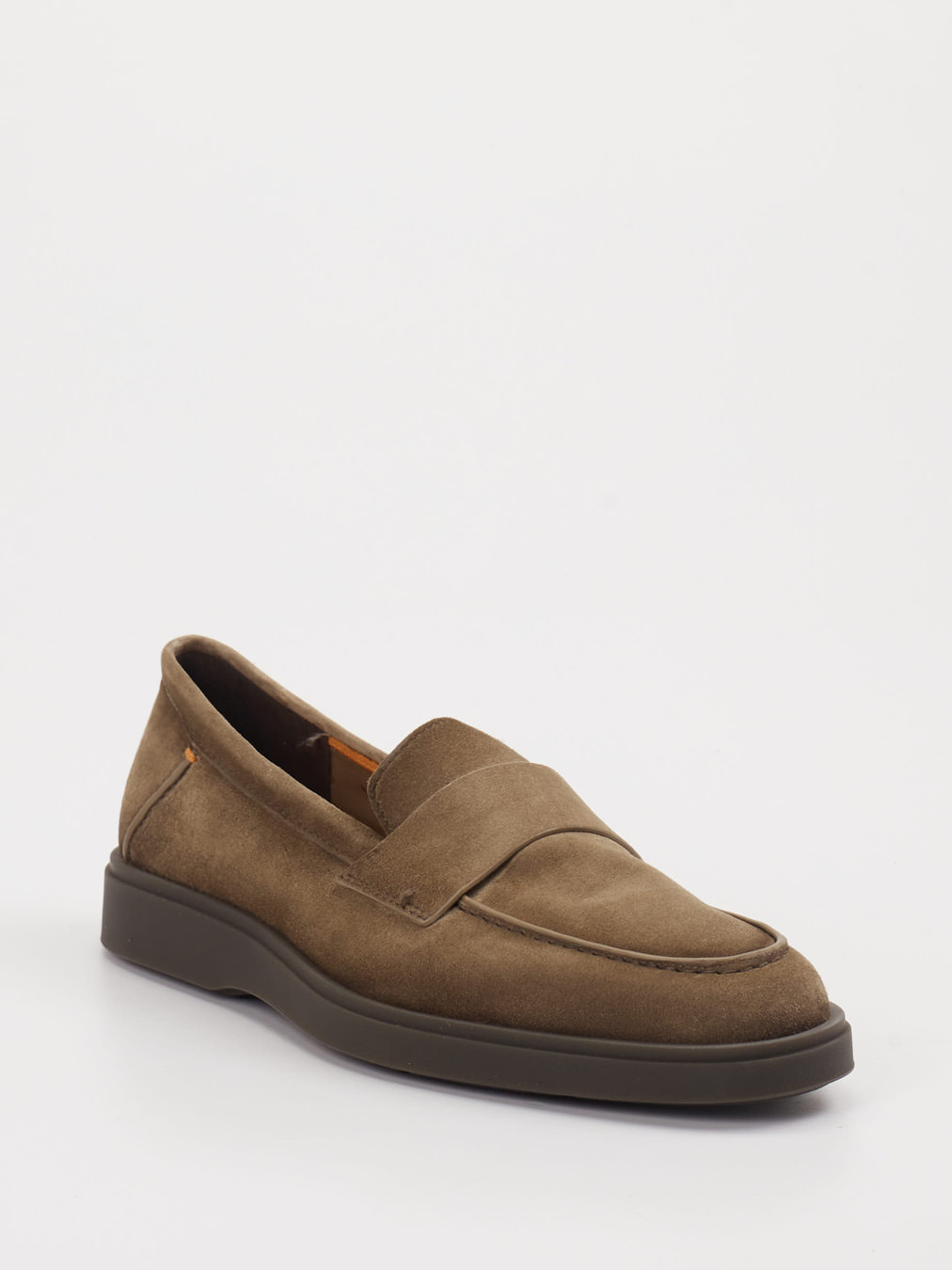 Santoni – Slipper aus Veloursleder in Taupe