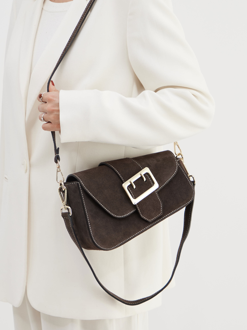 Marlon Firenze – Schultertasche aus Kalbleder Dunkelbraun