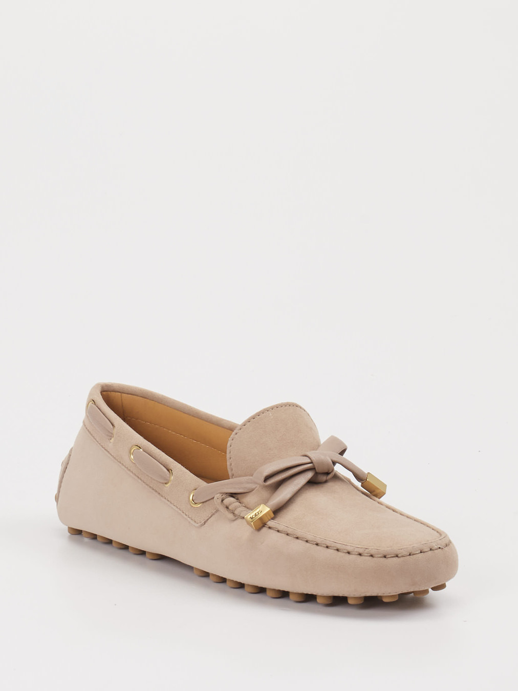 Tod's – Slipper aus Veloursleder in Beige