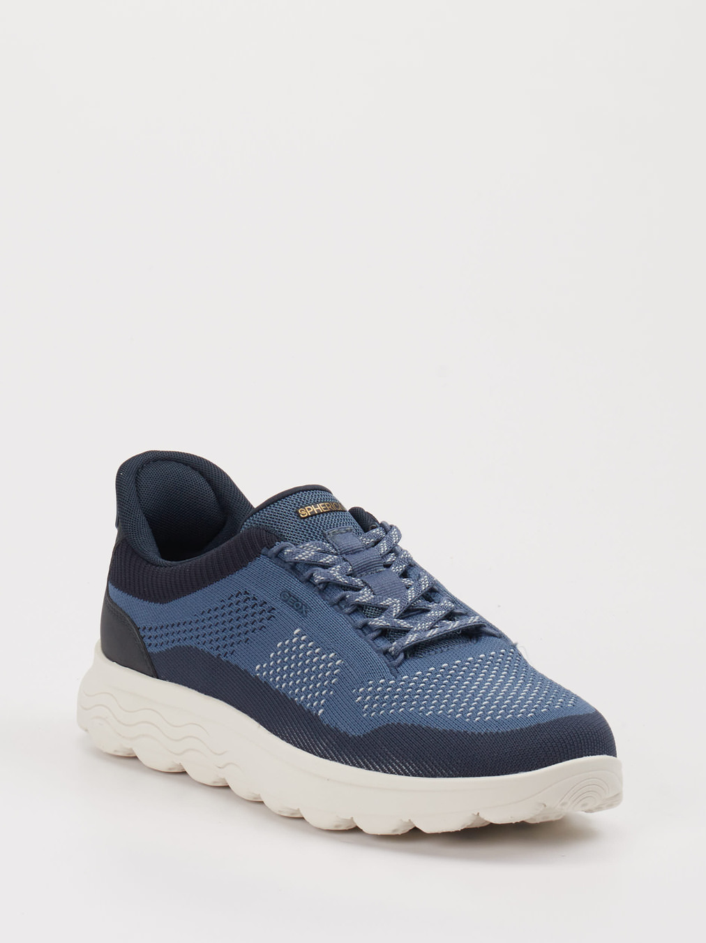 Geox – Sneaker aus Textilstrick in Jeansblau