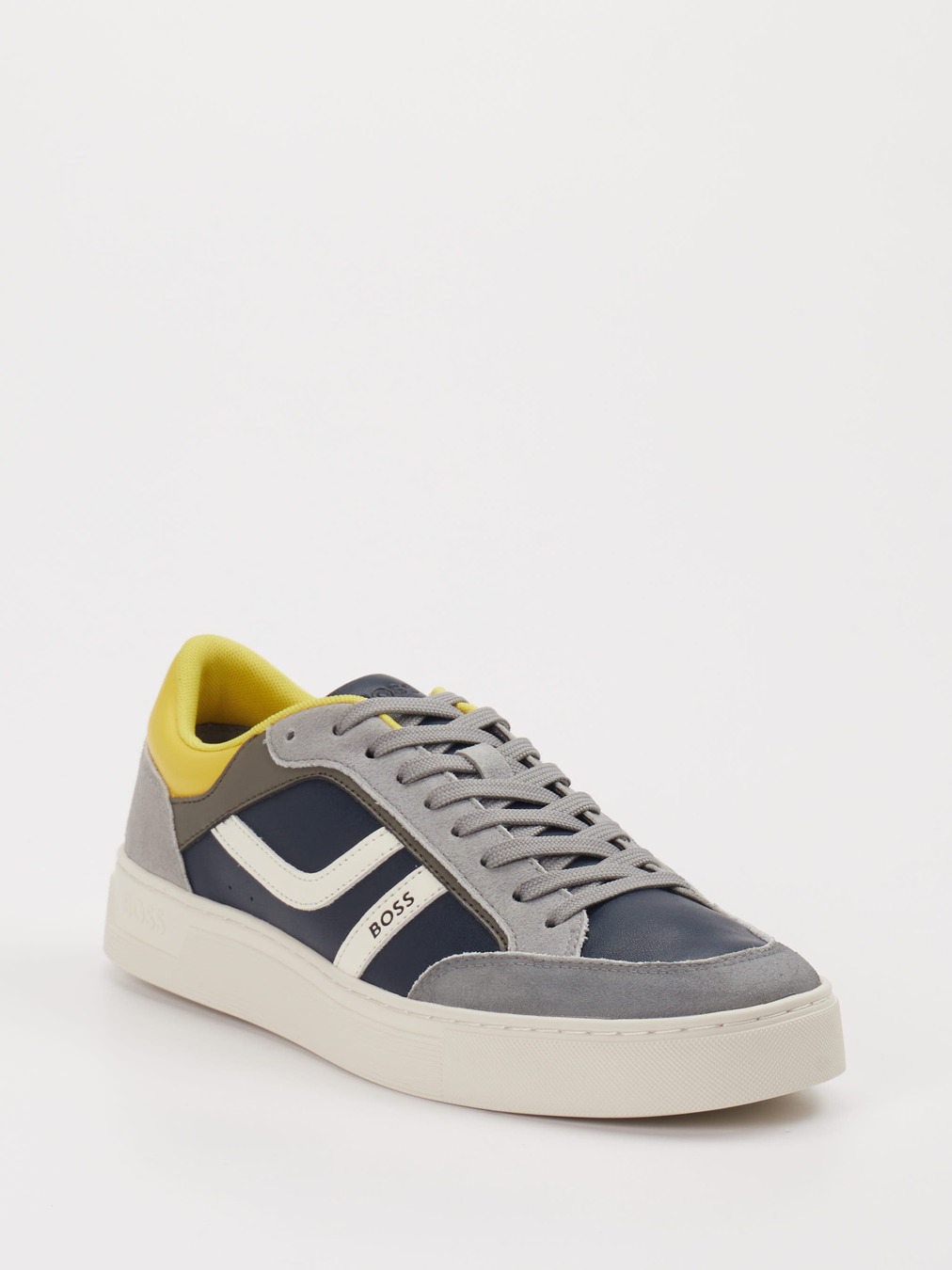 Boss – Sneaker aus Velour/Leder in Dunkelblau