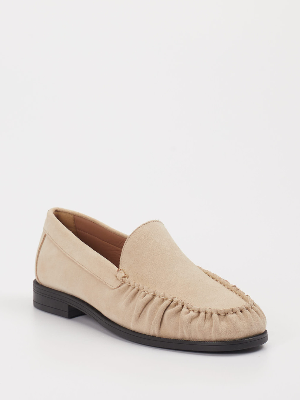 Boss – Loafer aus Veloursleder in Beige