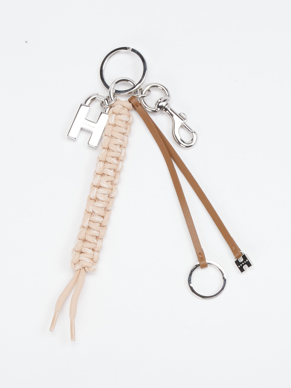 Hogan – Taschenanhänger aus Leder und Textil beige