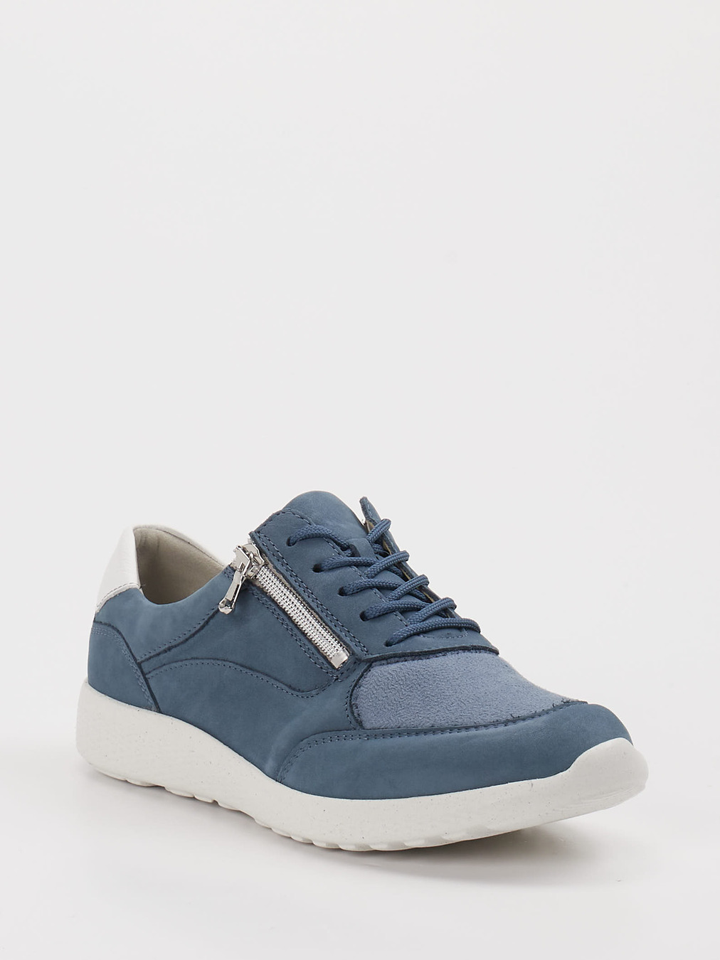 Waldläufer – Komfort-Sneaker aus Leder in Jeansblau